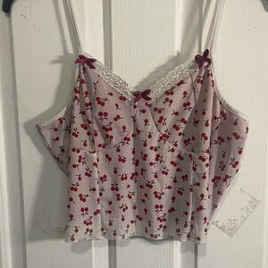 Cherry Pattern Lace Cami Top